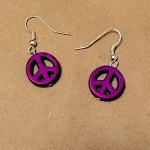 (2 for $15) Magenta Peace Sign Earrings